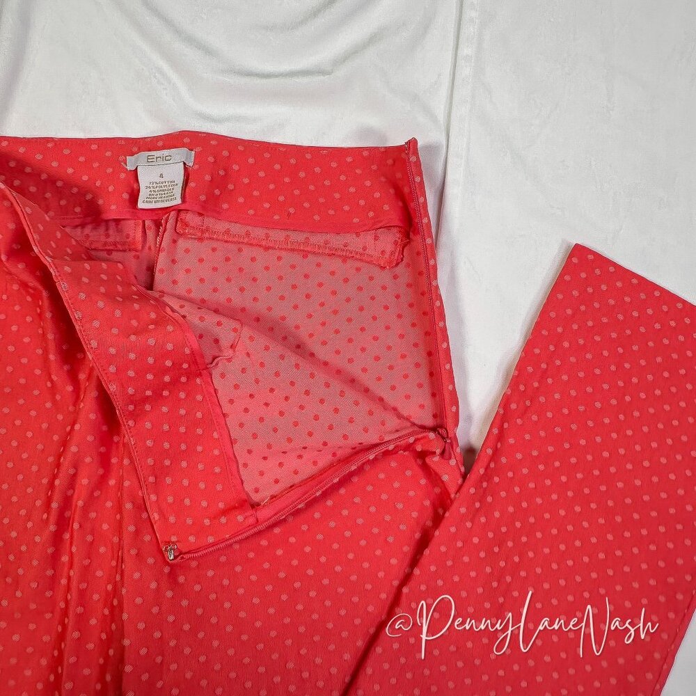 Eric Stella Mid-Rise Side Zipper Dotted Pants Size 6 Coral - Picture 10 of 15